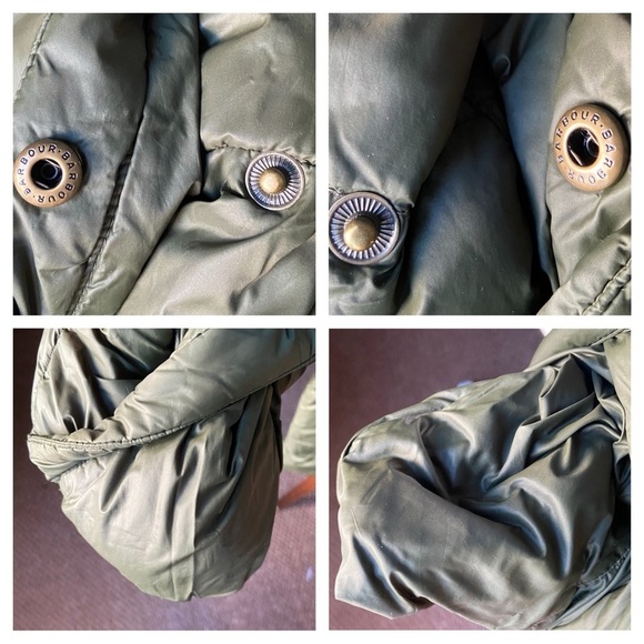 BARBOUR Green Mullein Faux Fur Collar Quilted Jacket Coat Size US 14 Sage Green - Picture 10 of 16